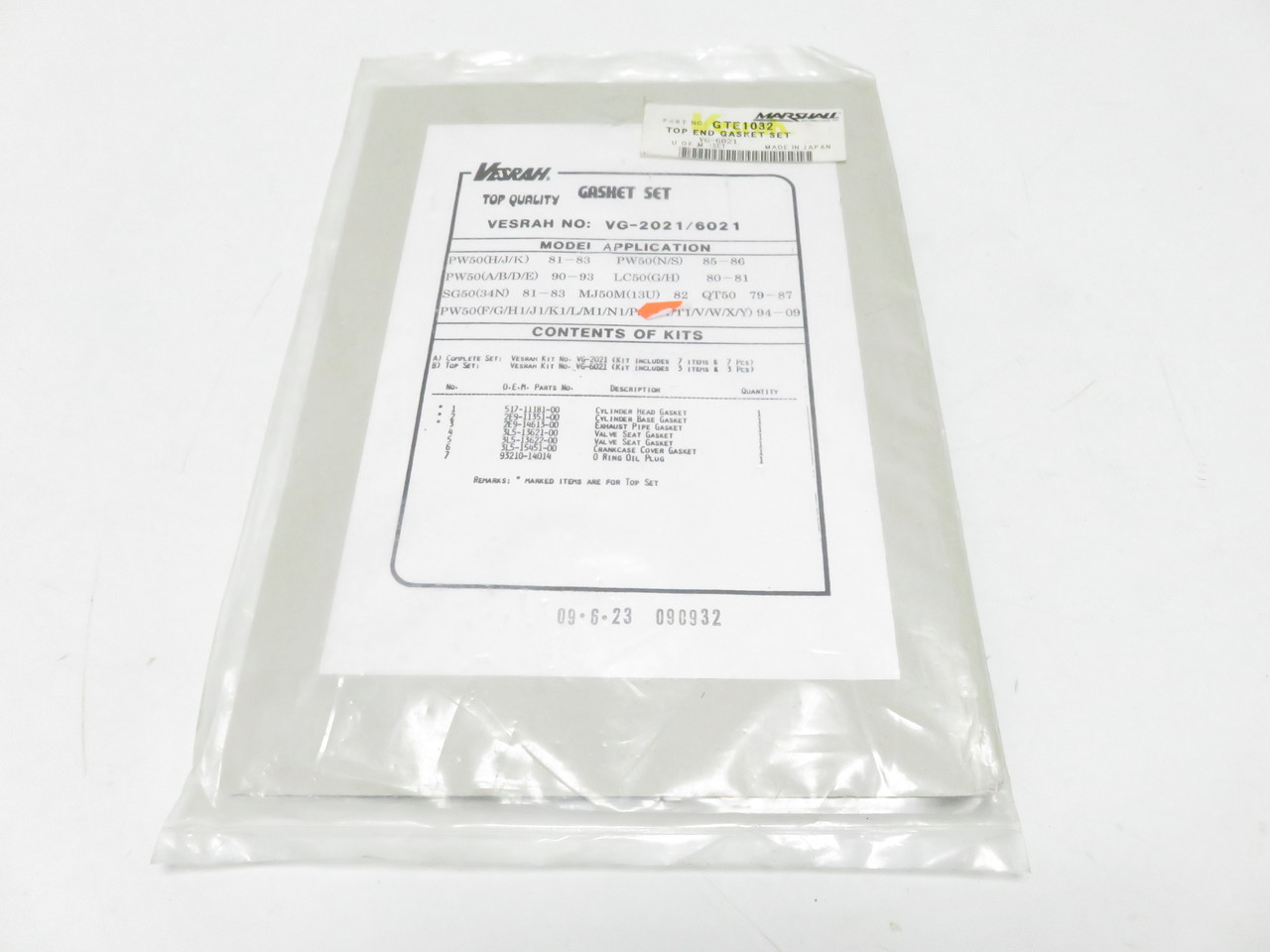 Yamaha PW50 LC QT 1979-2009 Gasket Kit Vesrah VG-2021 6021