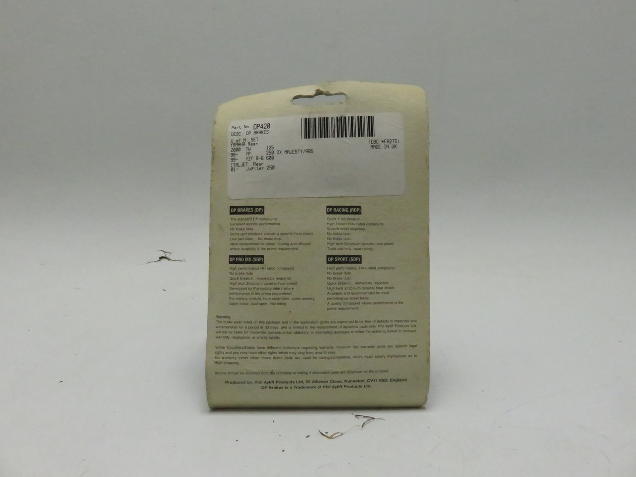 Yamaha TW125 2000 DP Brakes Brake Pad DP420