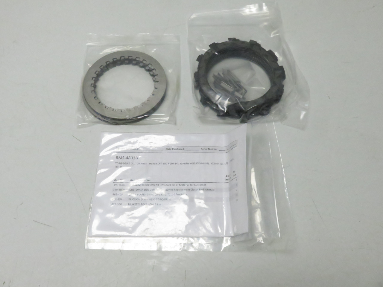 CRF250 YZ250F WR Rekluse Torque Drive Clutch Pack RMS-4803