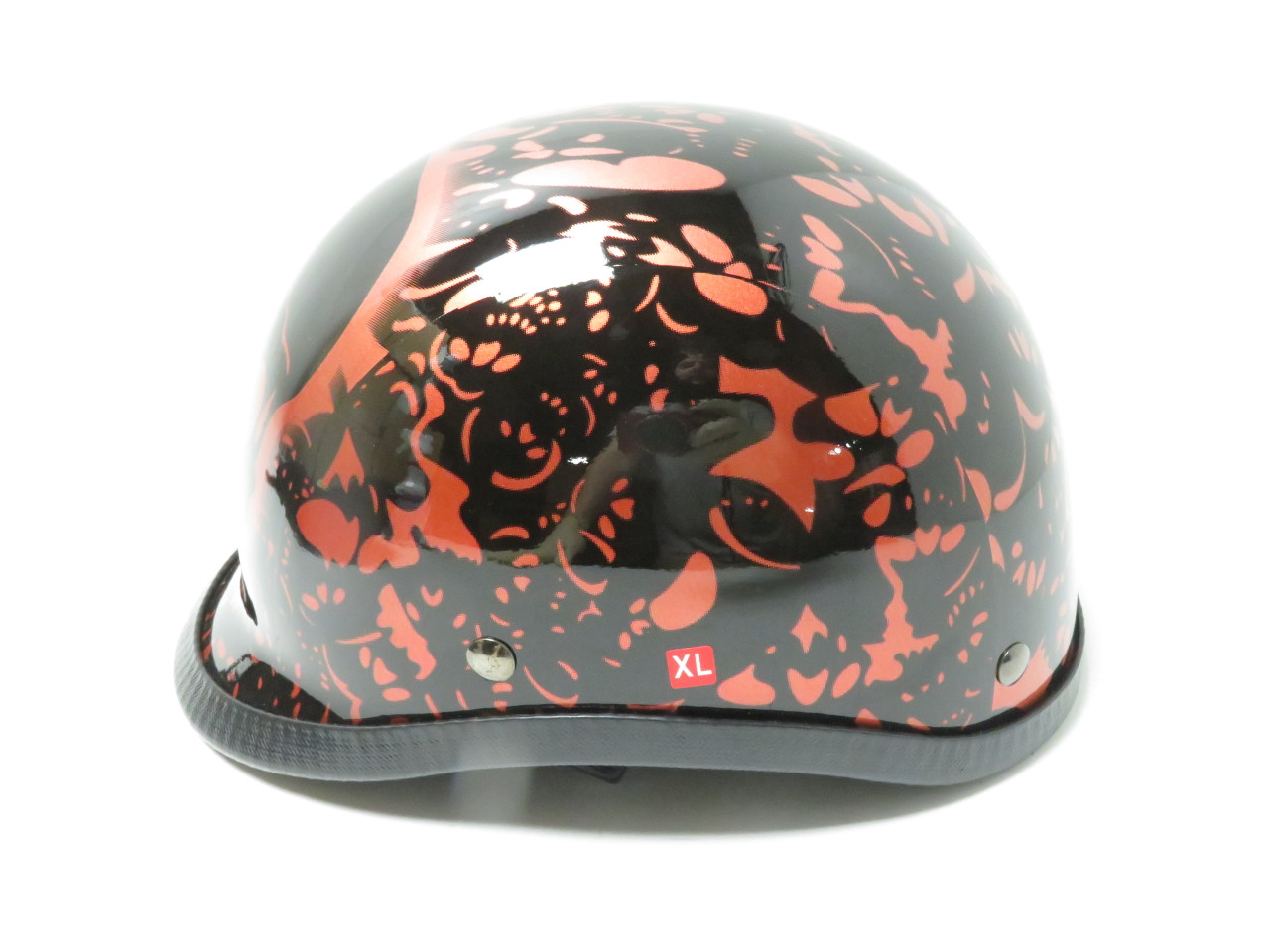 Motorcycle Helmet German Style Black Orange Extra-large large