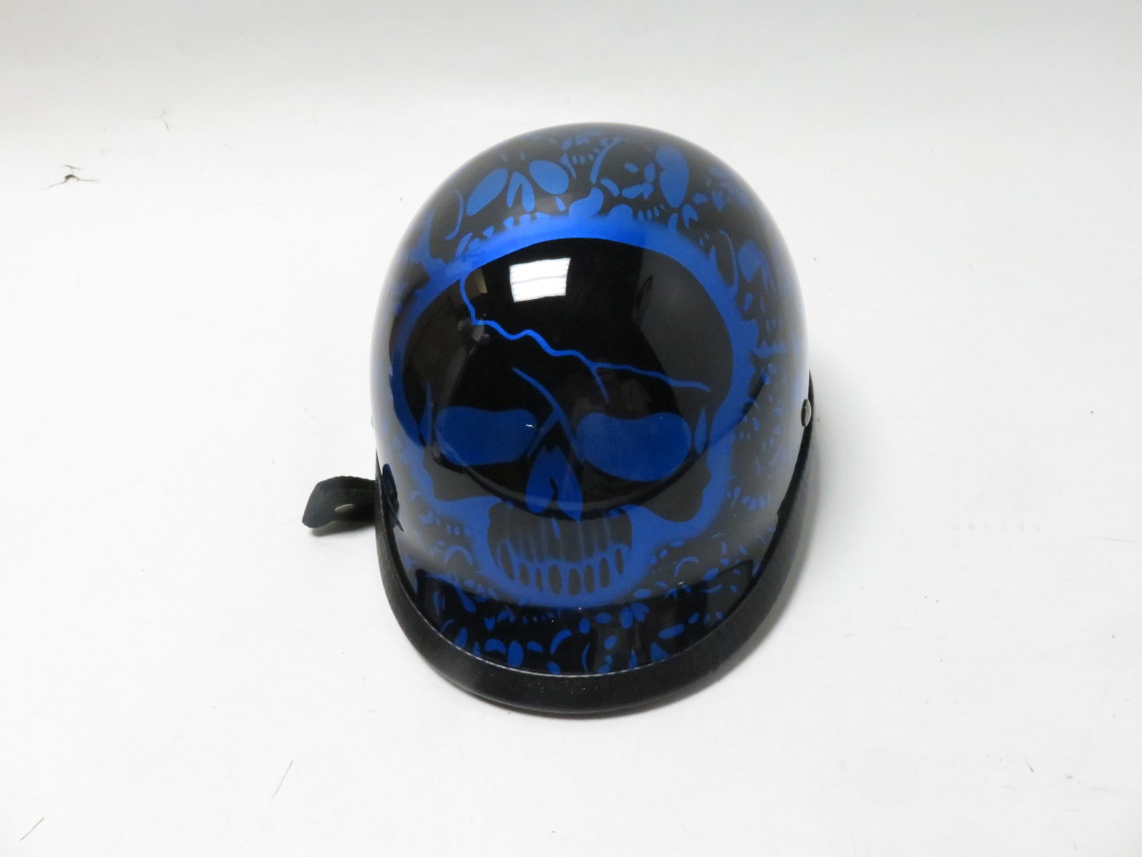Motorcycle Helmet German Style Black Blue Extra-Large