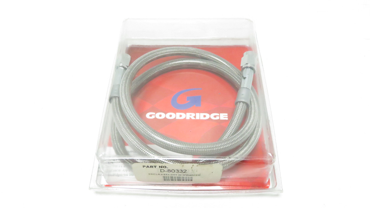 Motorcycle Brakes Goodridge Universal DOT Clear Coat Brake Hose with Chrome Ends - 32in. D-80332