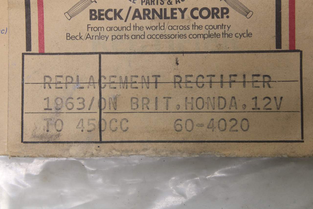 Replacement Rectifier Triumph/BSA/Norton up to 850cc Honda up to 450cc '63-on 60-4020