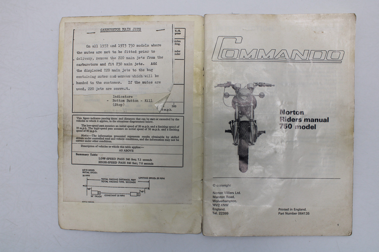 Norton Commando 750cc Riders Manual 064135