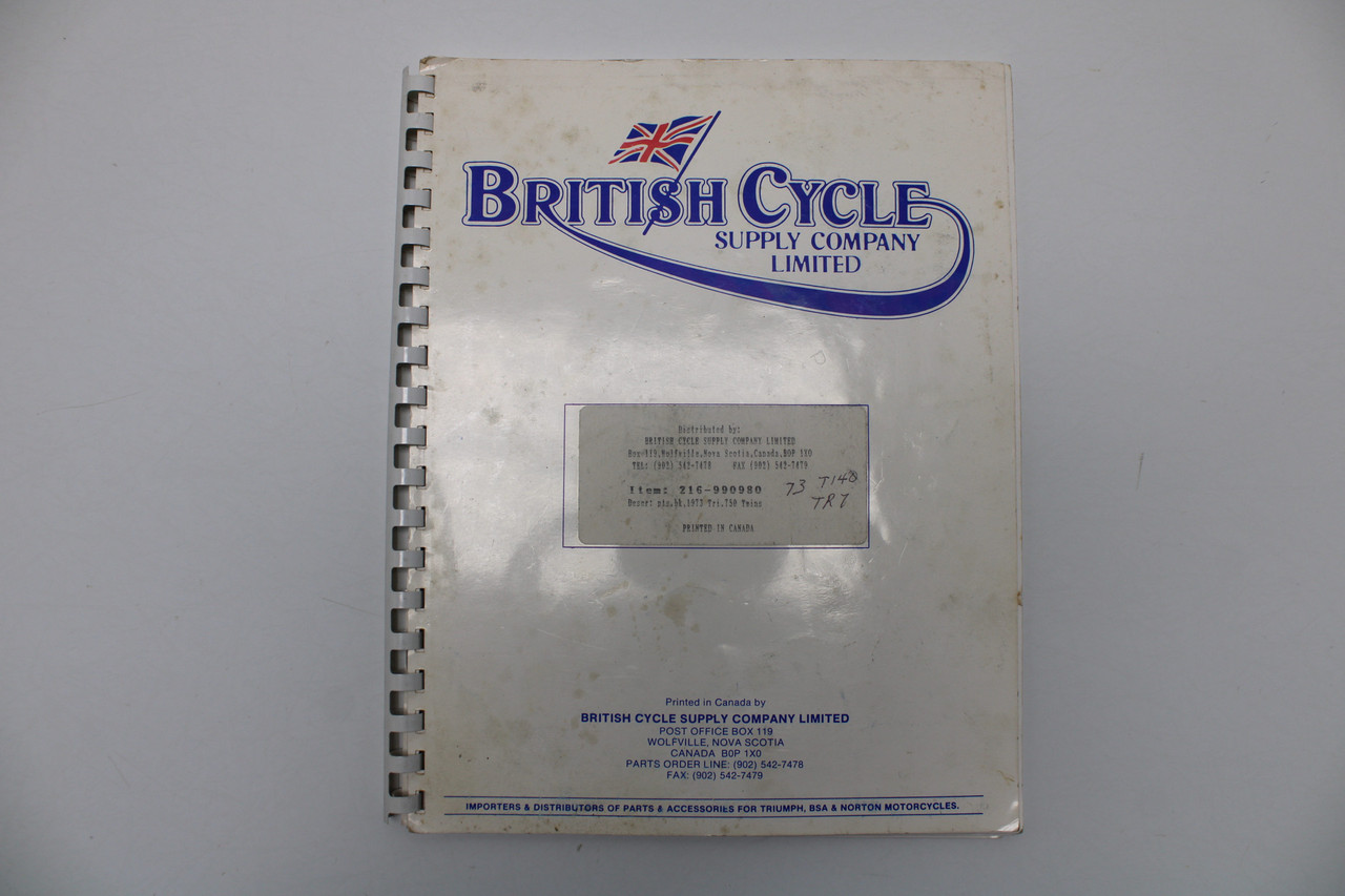 Triumph British Cycle Replacement Parts Catalogue 1973 for T140V TR7RV