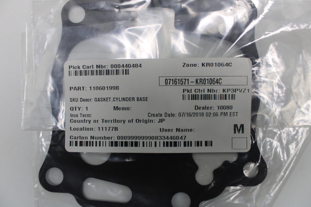 Kawasaki KX125 2001-2002 11060-1998 GASKET,CYLINDER BASE