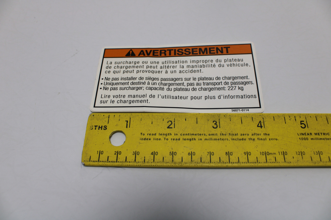 Kawasaki Teryx Vehicle Warning Label  56071-0114