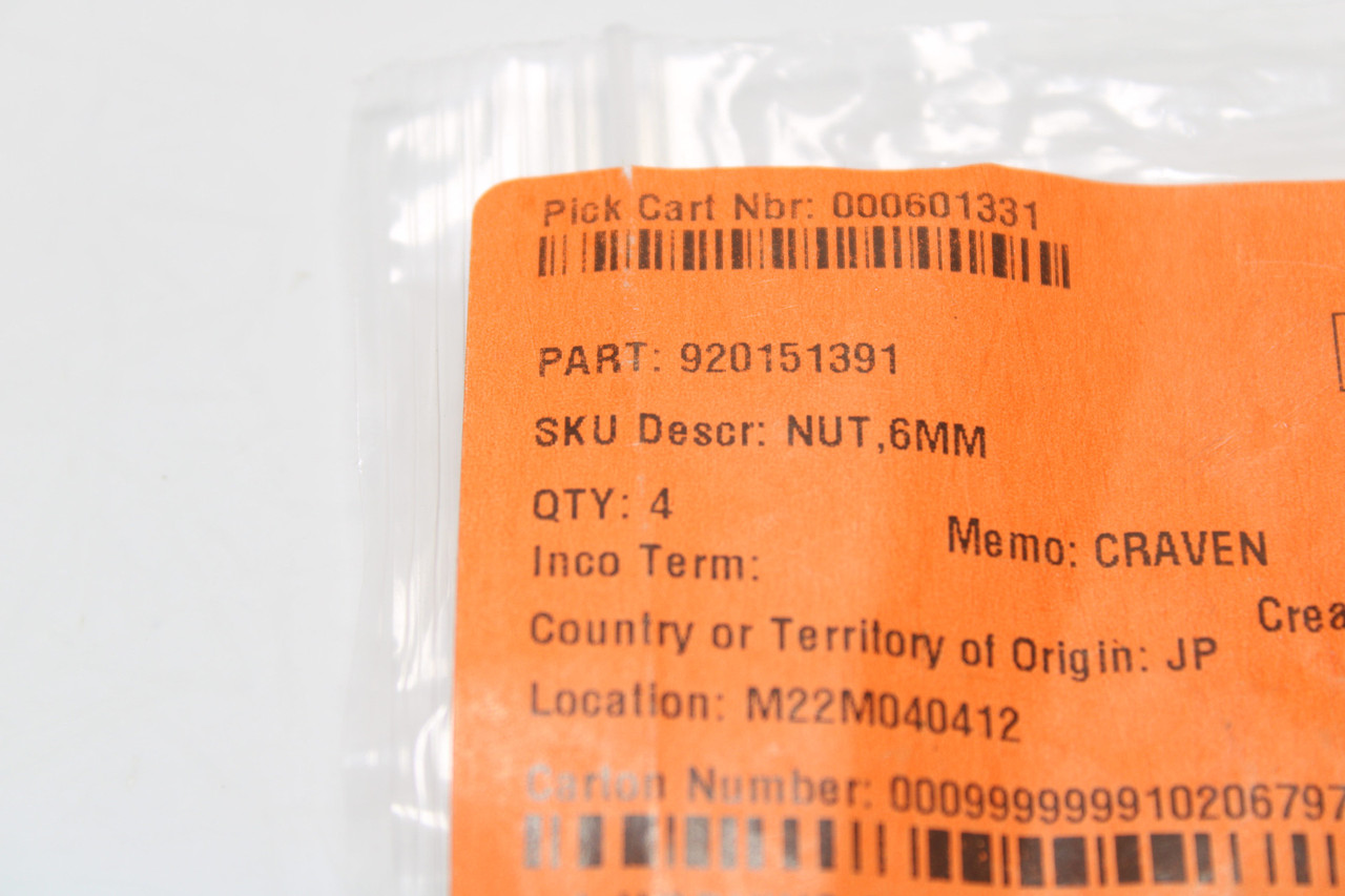 Kawasaki 92015-1391 NUT KX80 KX250 KDX80 VULCAN 750 BIG WHEEL