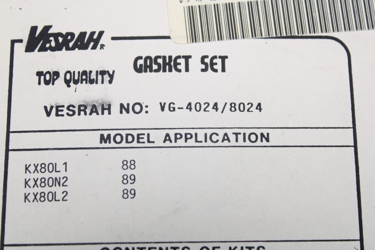 Vesrah Gasket Top Set for 1988 Kawasaki KX80L1 1989 KX80N2/L2