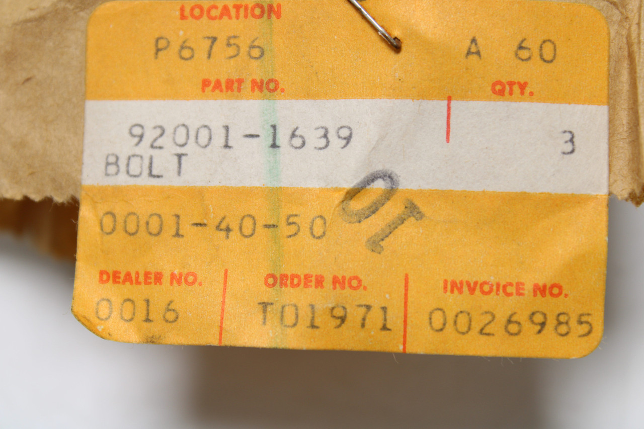 Kawasaki KZ750 KX500 KX125 KDX200/250 92001-1639 BOLT