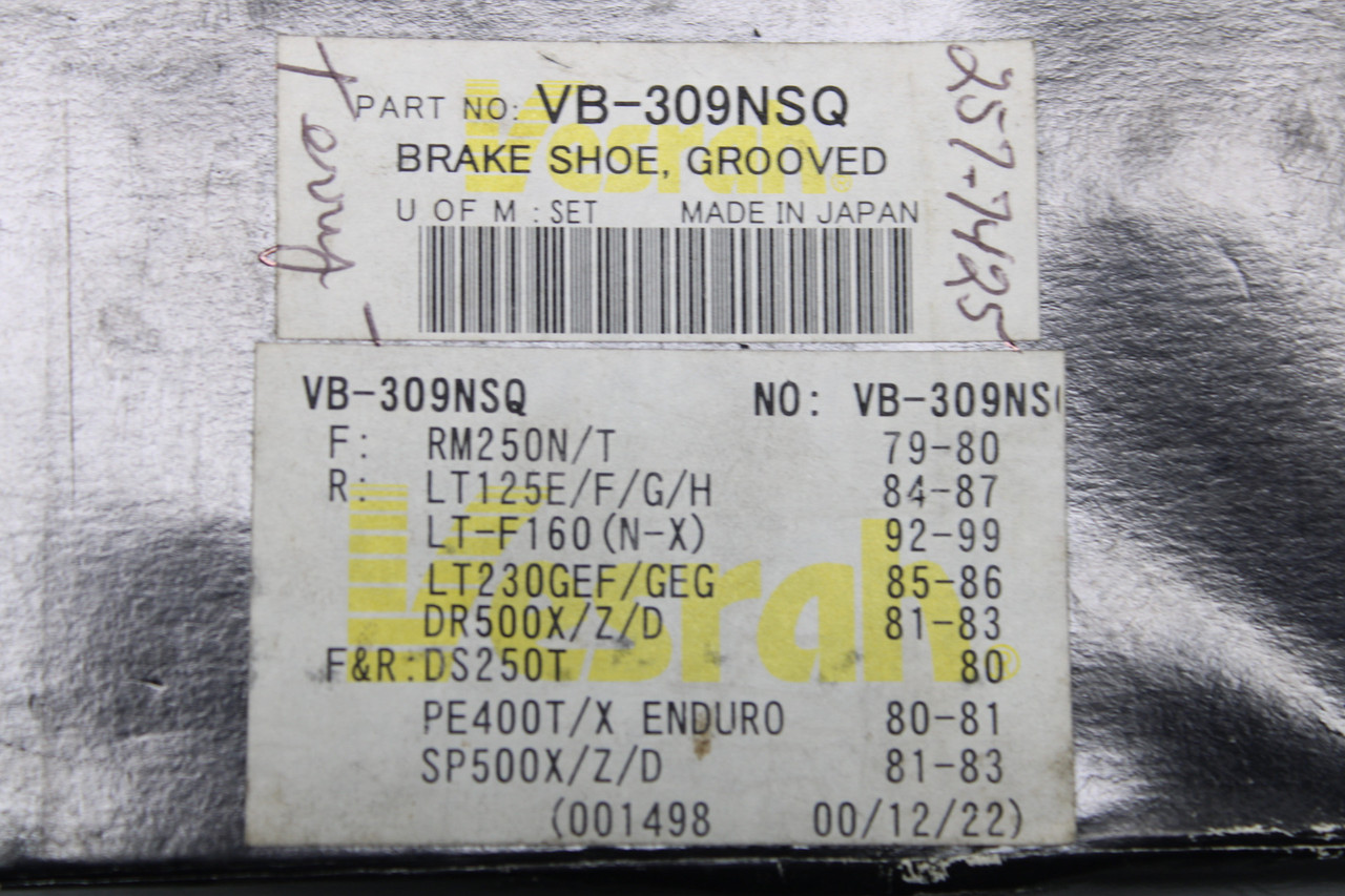 Vesrah Suzuki LT125E DR500X DS250 SP500 VB-309NSQ Brake Shoes