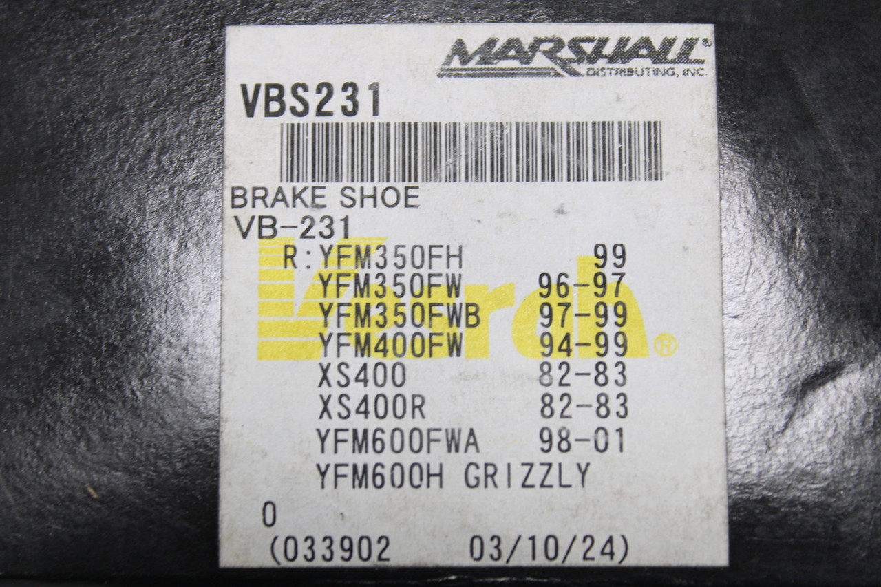 Vesrah Yamaha YFM350F/FW YFM600 YFM400FW XS400 VB231 Brake Shoes