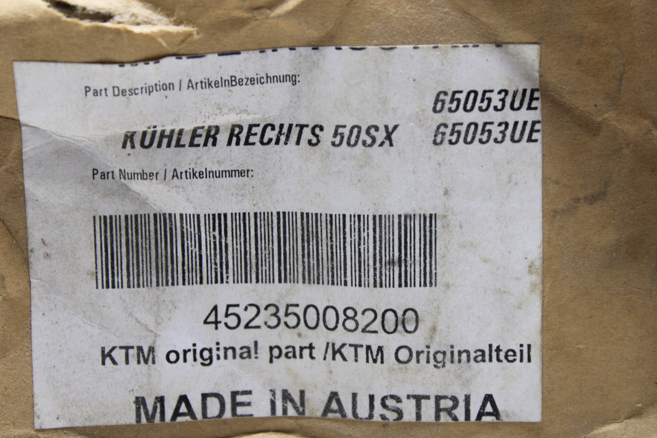 KTM 50 SX 2012-2021 45235008200 Radiator Right Side