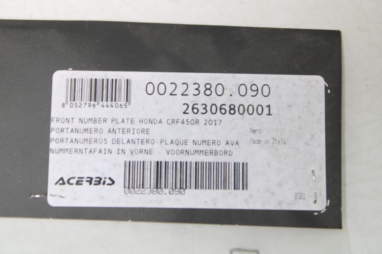 Honda CRF450R 2017-2018 61136-MKE-A00ZA Front Number Plate Acerbis