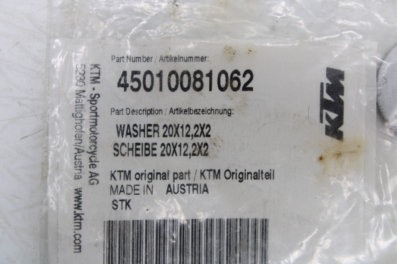 KTM 65SX 2009-2015 45010081062 WASHER 20X12,2X2
