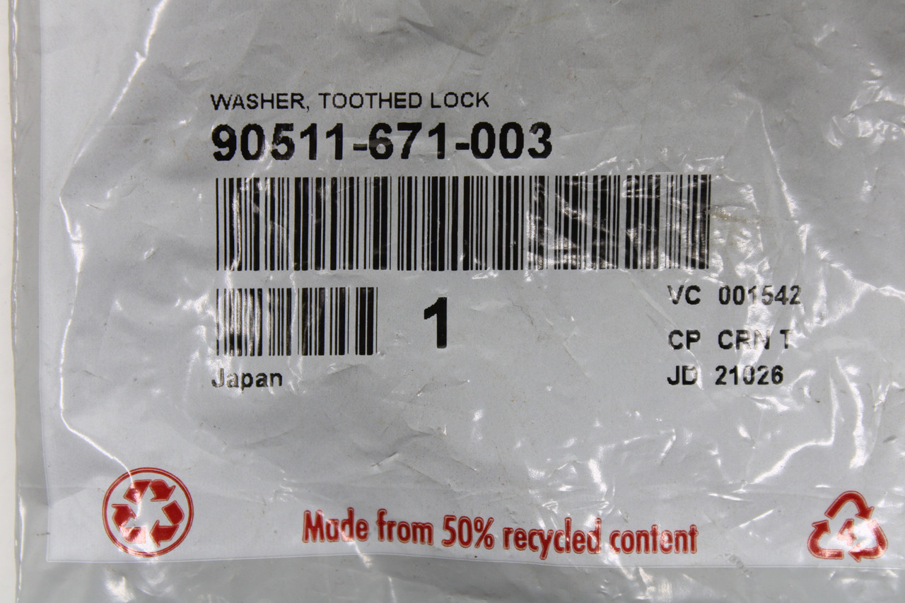 Honda SXS1000 2016-2023 90511-671-003 TOOTHED LOCK WASHER