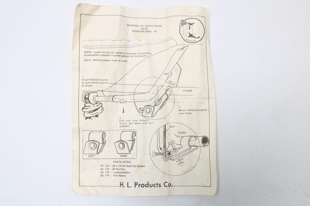 Kawasaki KZ440 1980 KG Engineering Backrest Sissy Bar Luggage Rack Mounting Kit