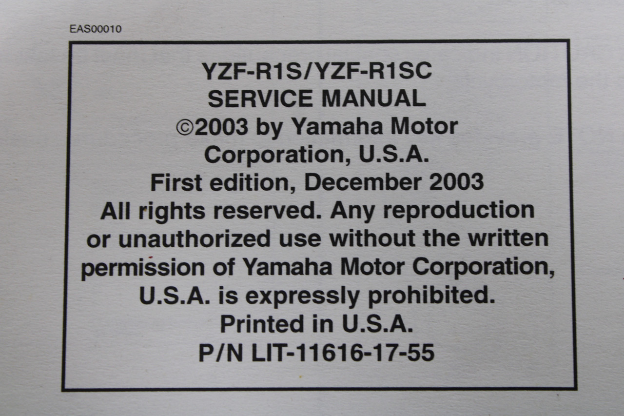 Yamaha YZF-R1S R1SC 2003 Service Manual LIT-11616-17-55