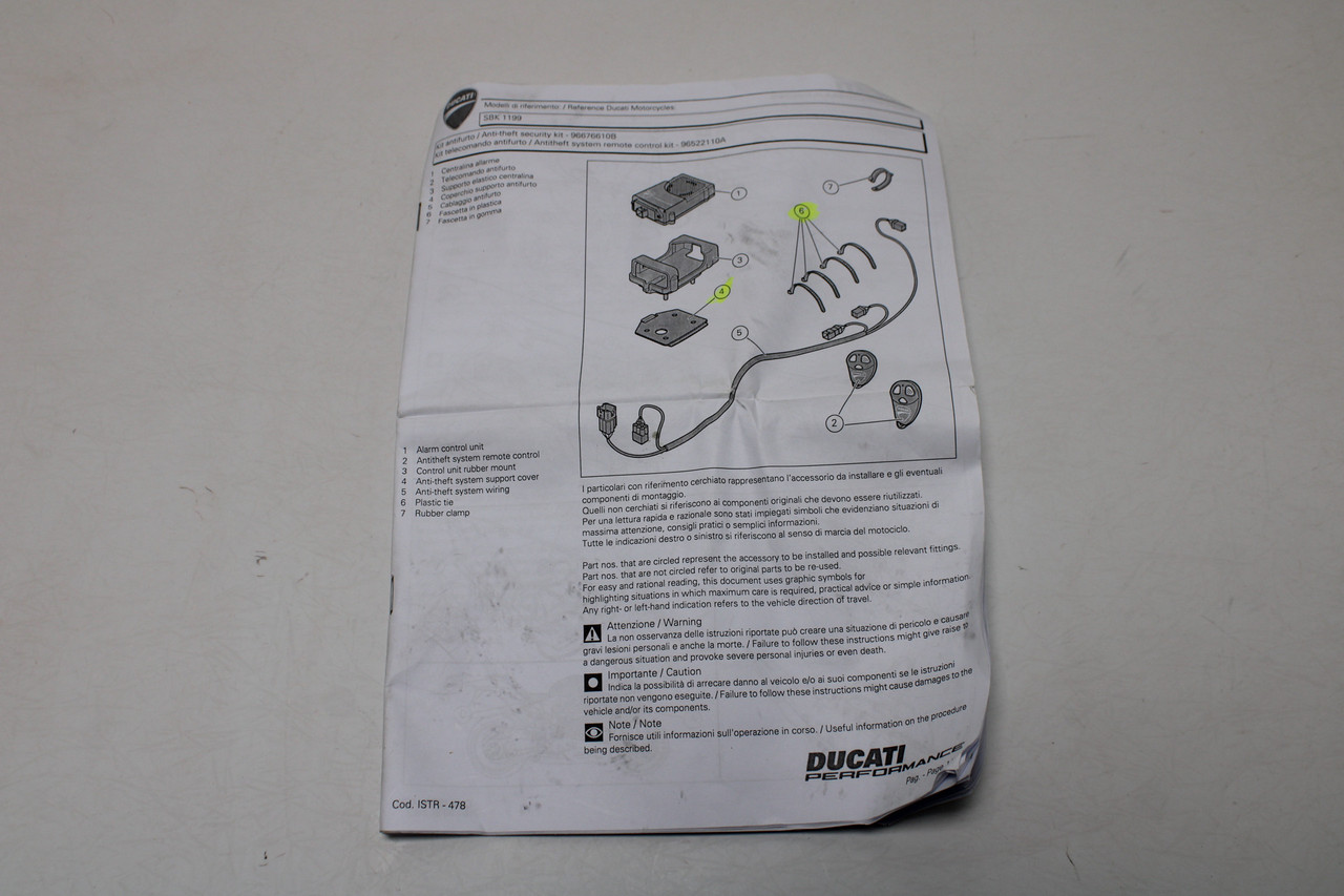 Ducati MTS 1200 96522110A  Anti Theft System
