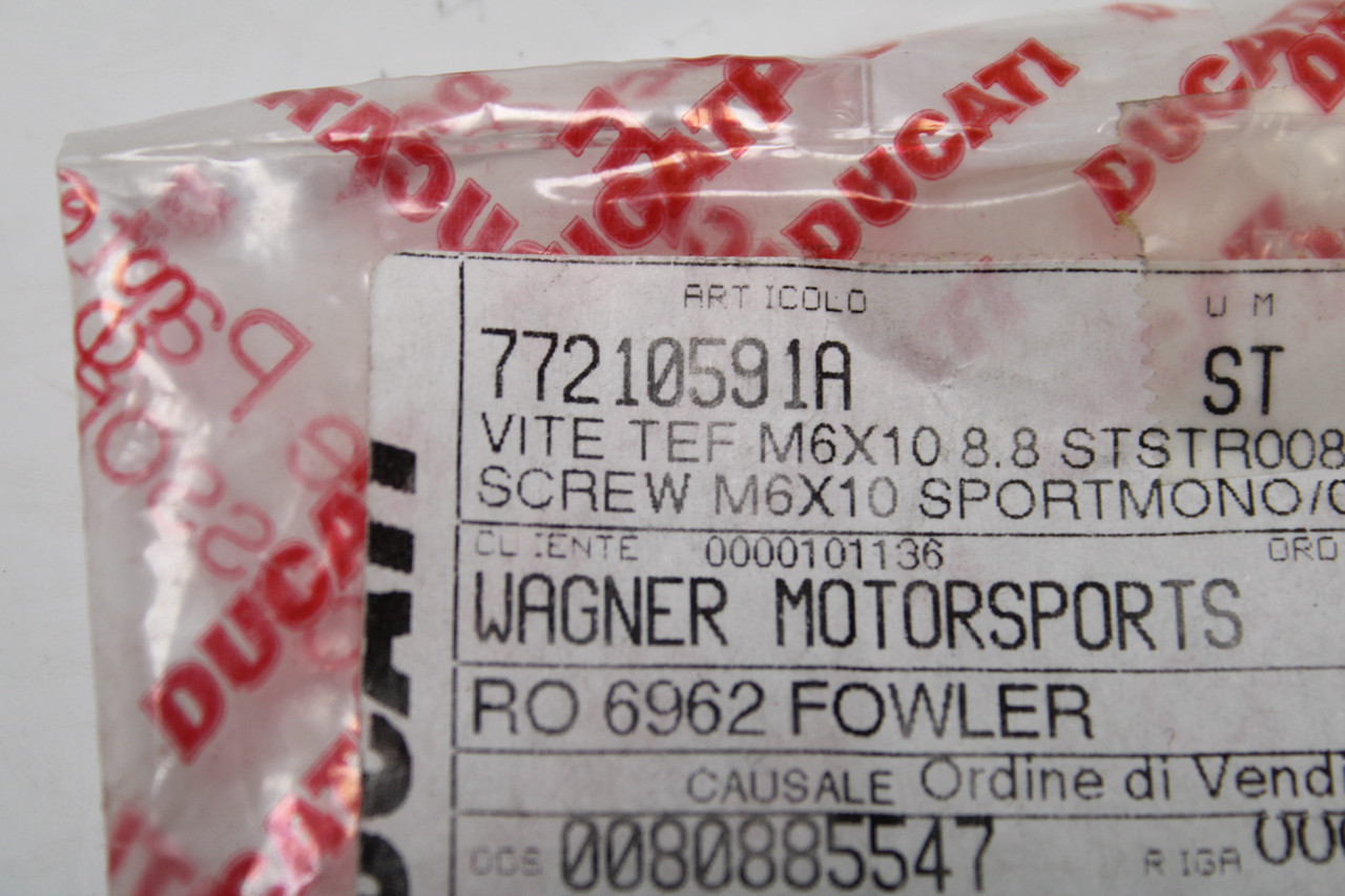 Ducati MultiStrada Monster Streetfighter 77210591A 6X10 Screw Sold Quantity of 2