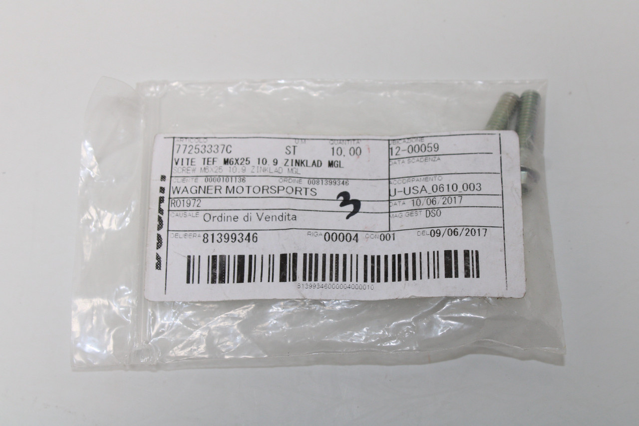 Ducati 1199 Panigale Panigale R 77253337C Screw Sold as Pair