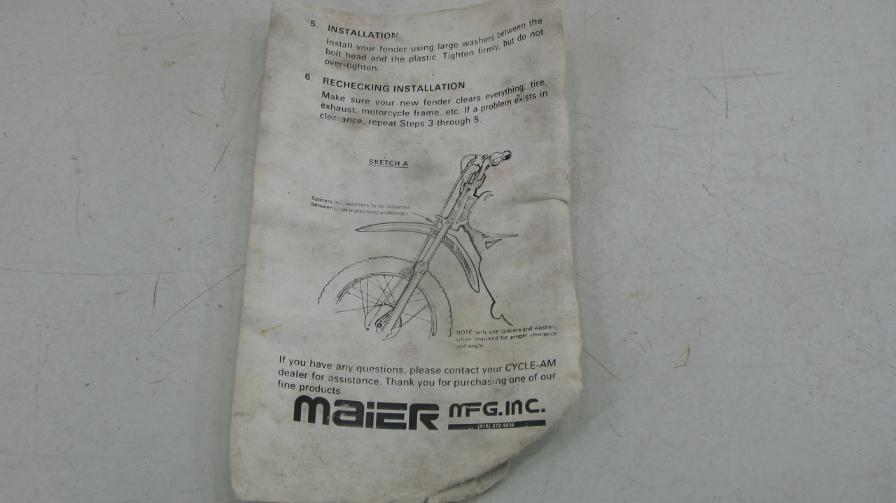 Maier Cycle Am Universal Front Fender Vented Honda XR, CR