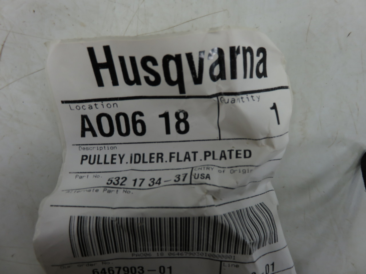 Husqvarna Genuine 5321734-37 Pulley Idler Flat Plated OEM