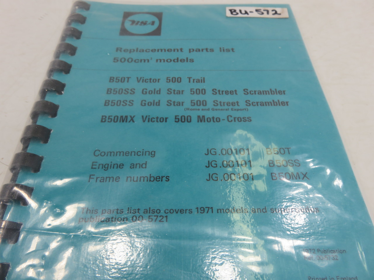 BSA Motorcycles B50T50SS B50T50SS Goldstar 500 Scrambler Replacement Parts List