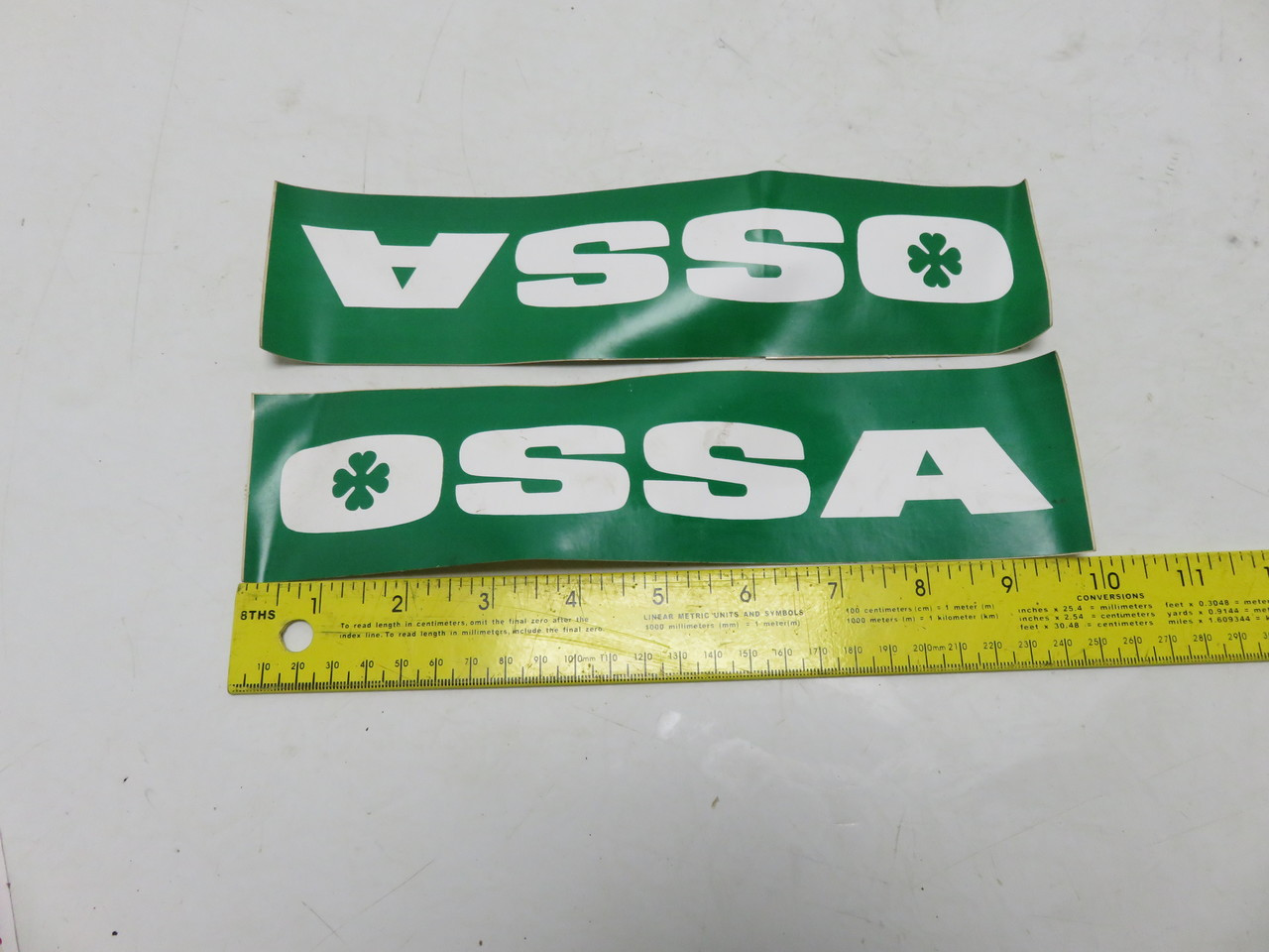Vintage Ossa Stickers Green Motorcycle (pair)