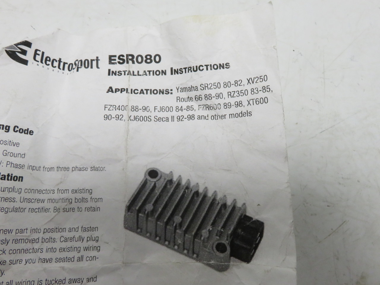 Yamaha SR250 FZR400 600 XJ600 RZ350 Voltage Regulator Electro Sport ESR080 Battery