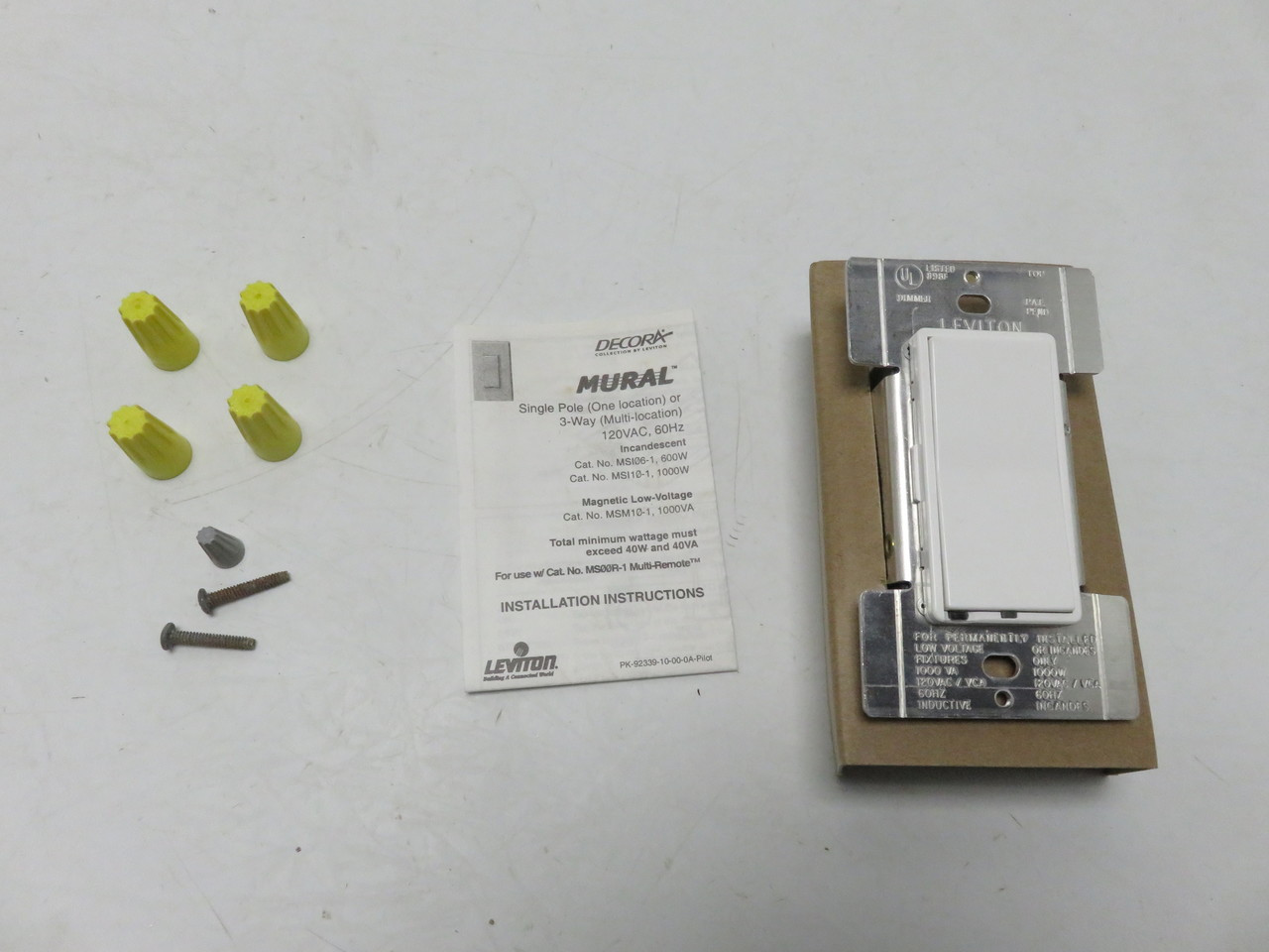 Leviton MSM10-1LW White Rocker Light Dimmer Switch Multi-Way 1000W 120VAC
