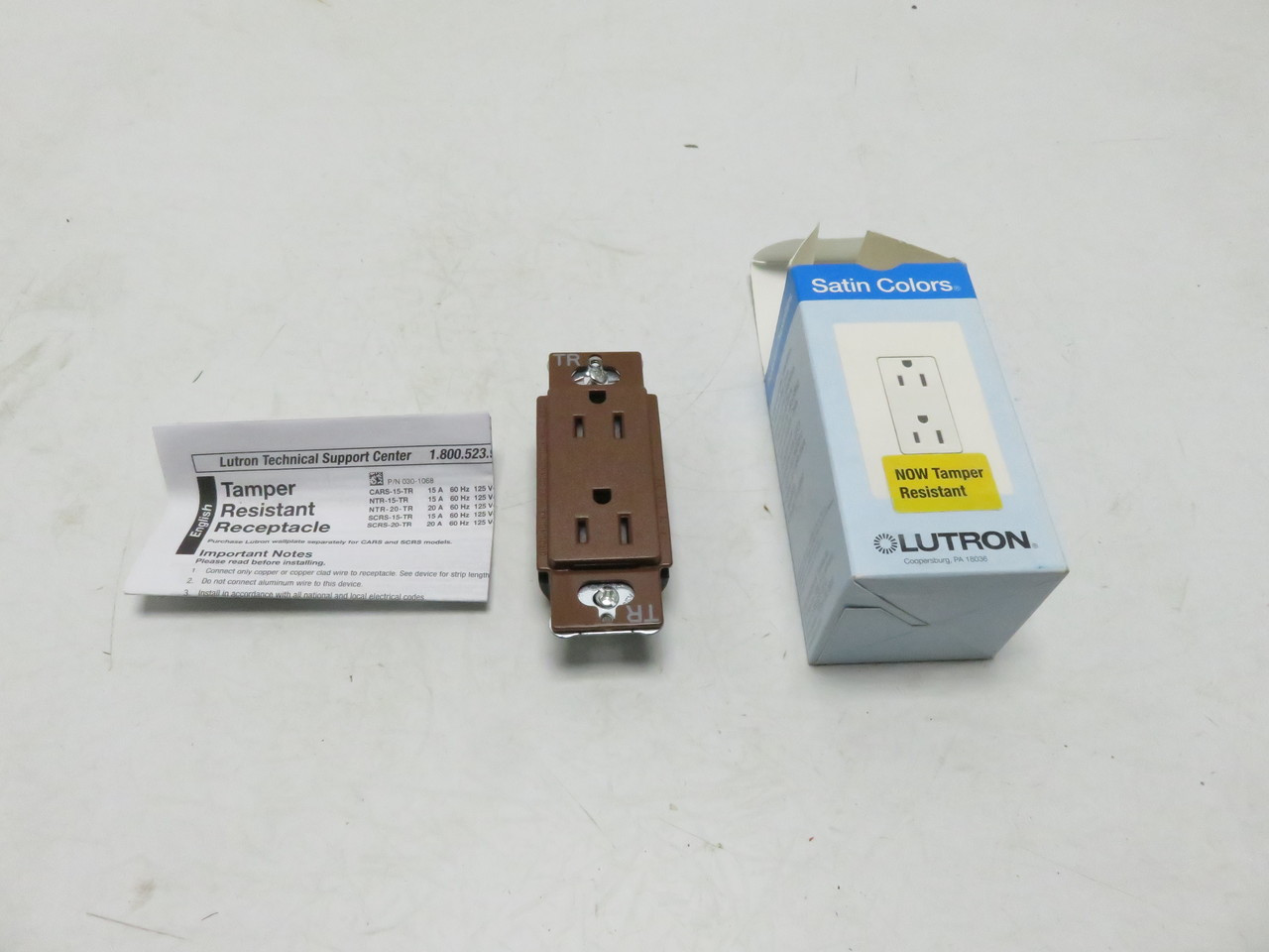Lutron SCRS-15-TR-SI Claro Satin Tamper Resistant 15A Duplex Receptacle in Sienn