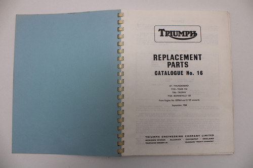 Triumph Replacement Parts Catalogue No. 16 1960 6T T110 TR6 T120