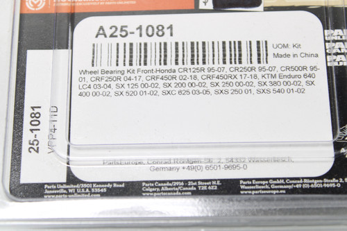 Moose Racing Honda CR CRF KTM Enduro SX A25-1081 Wheel Bearing Kit