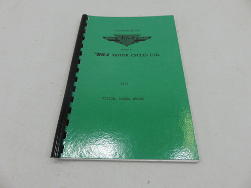 BSA Motorcycles Victor B50MX Replacement Parts List 1972