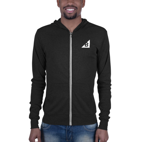 B Mark Logo Hoodie front view on a model.