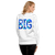 Think Big white unisex sweatshirt back view, on a small model.