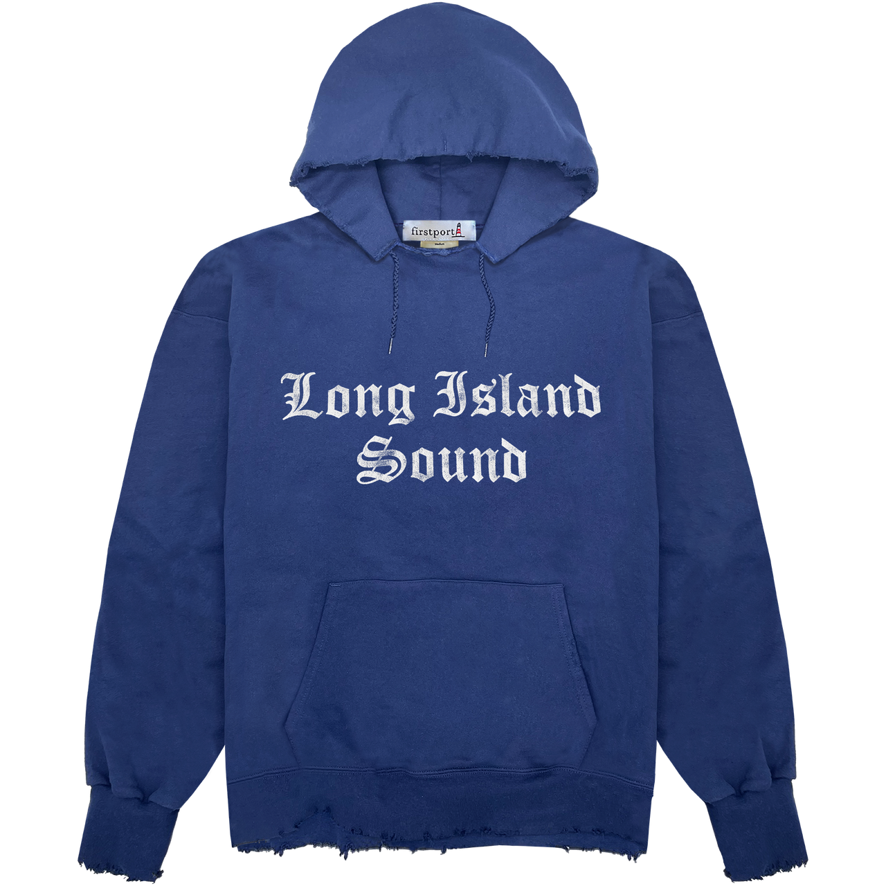 Long Island Sound Spell-out Rugged Hoodie - Navy - firstport