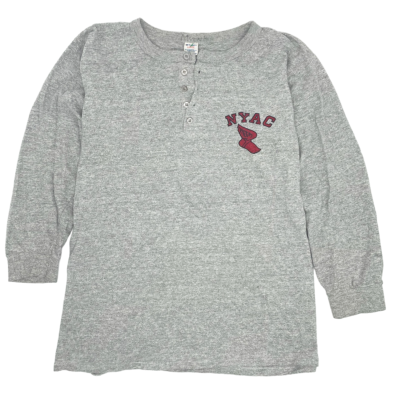 Champion Grey Long Sleeve T-shirt Button Up 