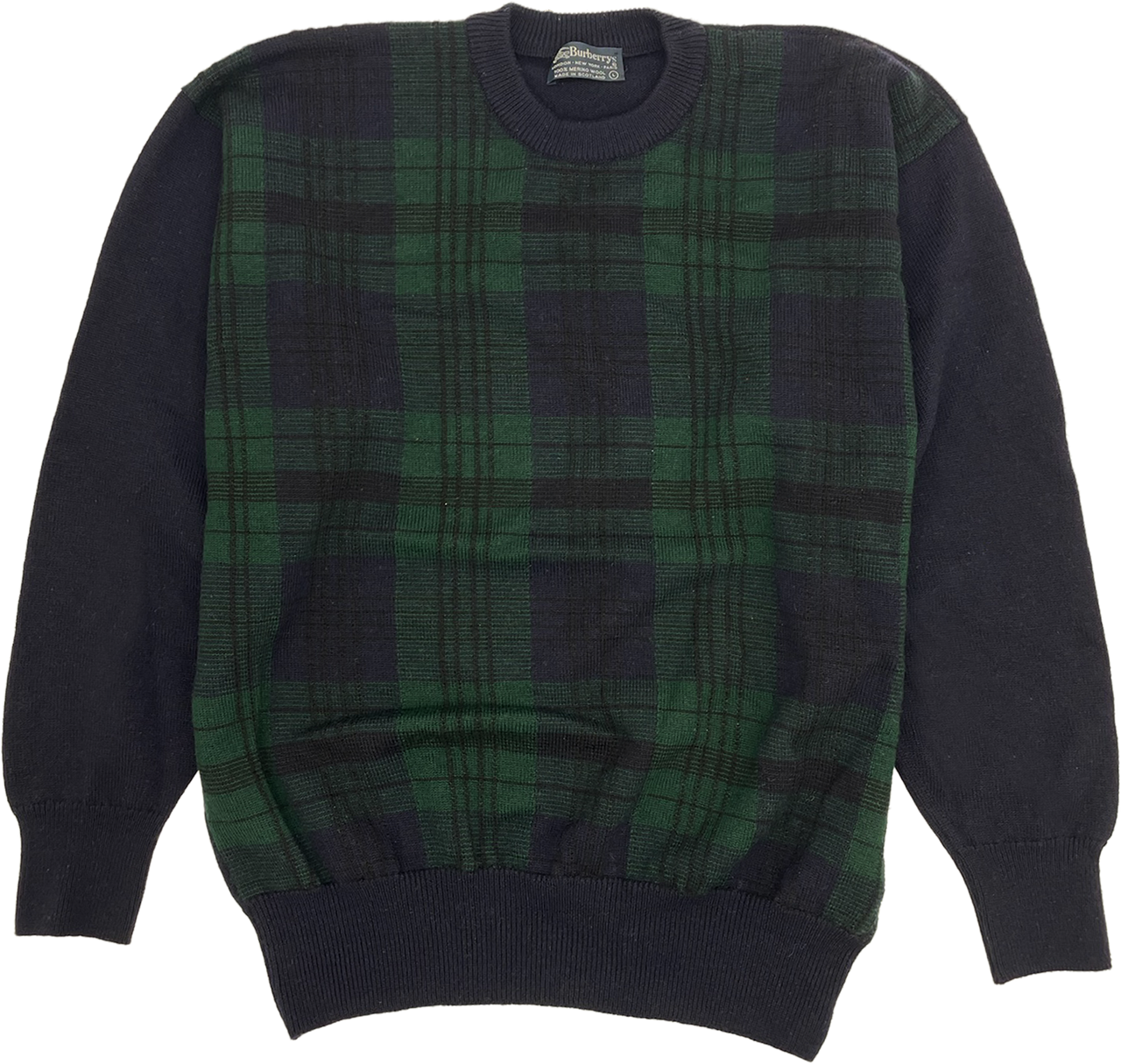 Vintage 80s Burberry Tartan wool Sweater - Size: L - firstport
