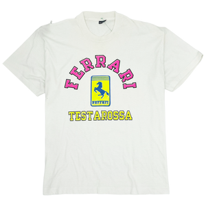 80s Ferrari Testarossa White T-shirt - Size: XL 80s Ferrari Testarossa White T-shirt - Size: XL