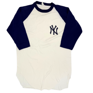 70s Navy and White Yankees Baseball Tee- Size: L 70s Navy and White Yankees Baseball Tee- Size: L