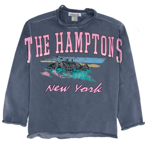 The Hamptons Waterfront Billboard Crewneck- Dark Denim The Hamptons Waterfront Billboard Crewneck- Dark Denim