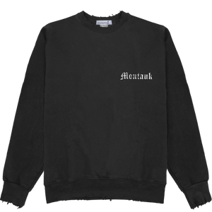 Weathered Series Montauk Essential Spell-out Crewneck - Black