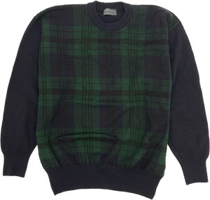 Vintage 80s Burberry Tartan wool Sweater - Size: L