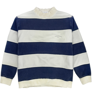 Port Striped Heavyweight Mock Neck - Navy/White