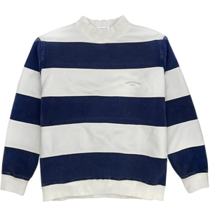 Port Striped Heavyweight Mock Neck - Navy/White