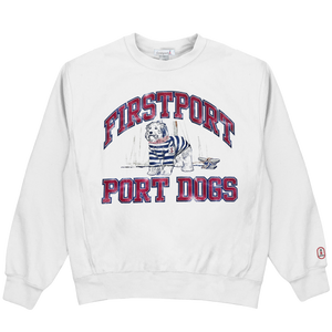 Port Dogs Heavy Cross-weave Crewneck - White