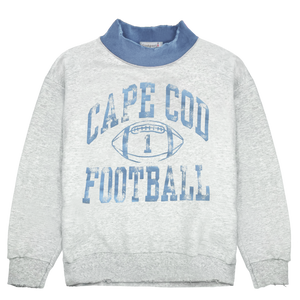 Cape Cod Football Mockneck - Ash/Washed blue