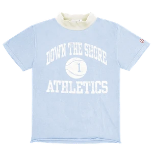Down the Shore Mini Mock neck T-shirt - Sky/Cream